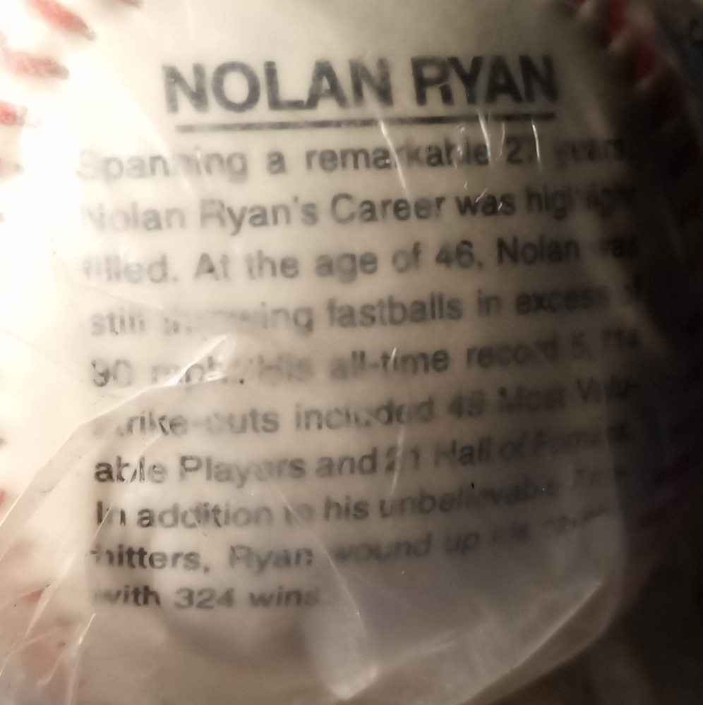 Rawlings Baseball with Nolan Ryan Text